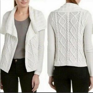 Cabi White Fisherman Cable Knit Cardigan Style #193 Size Large